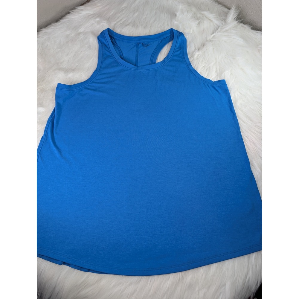 Athleta Tank Top Womens L Blue Racerback Activewear Scoop Neck Curved Hem